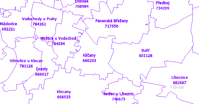 Katastrální mapa Klíčany