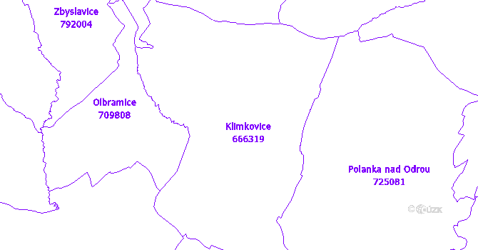 Katastrální mapa Klimkovice