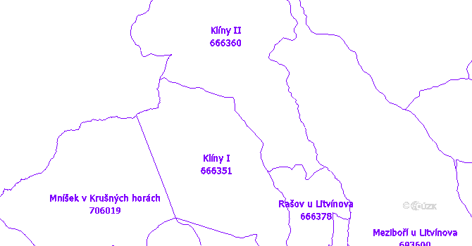 Katastrální mapa Klíny