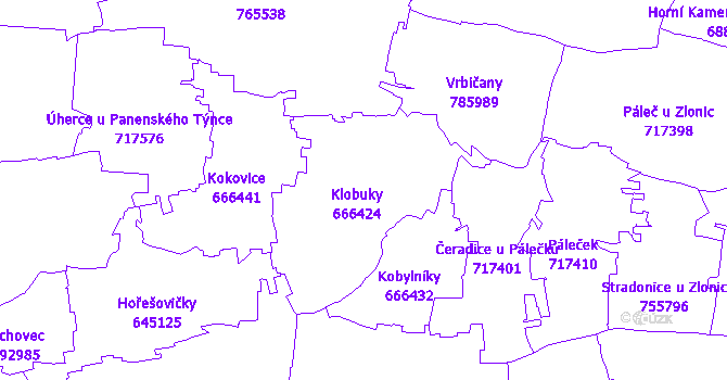 Katastrální mapa Klobuky