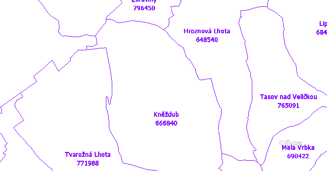 Katastrální mapa Kněždub