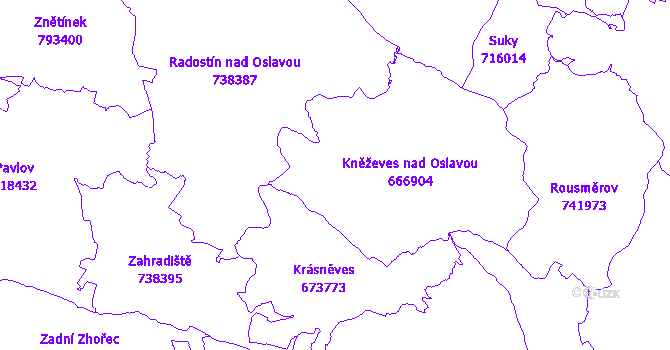 Katastrální mapa Kněževes