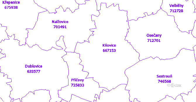 Katastrální mapa Kňovice
