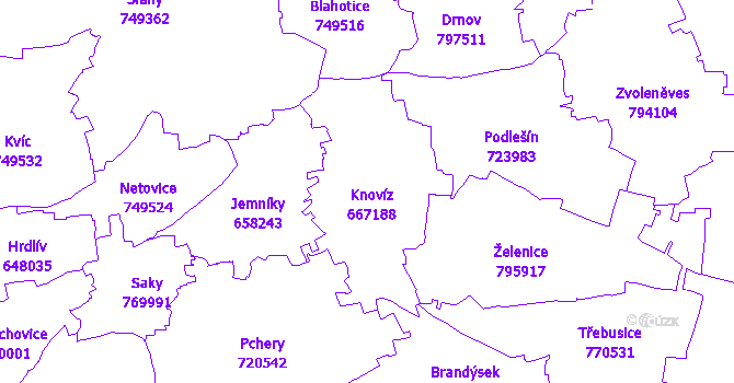Katastrální mapa Knovíz