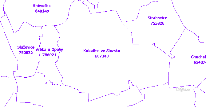 Katastrální mapa Kobeřice