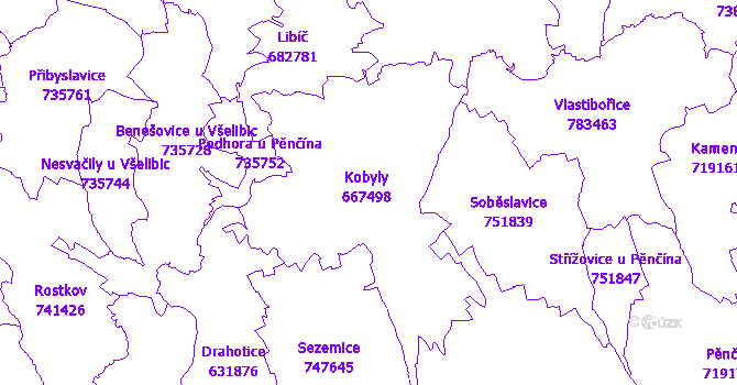 Katastrální mapa Kobyly