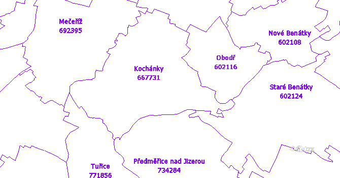 Katastrální mapa Kochánky