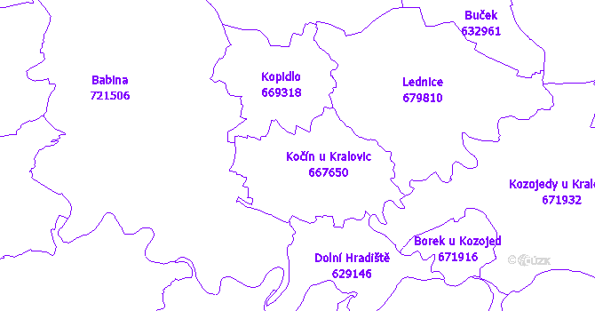 Katastrální mapa Kočín