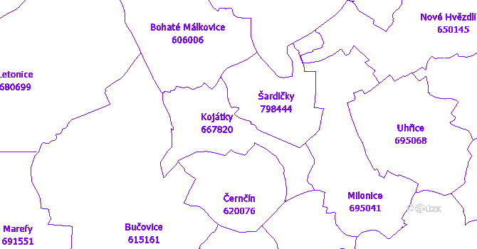 Katastrální mapa Kojátky