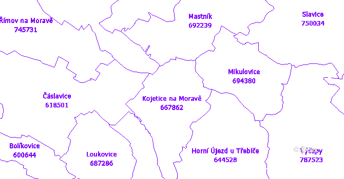 Katastrální mapa Kojetice