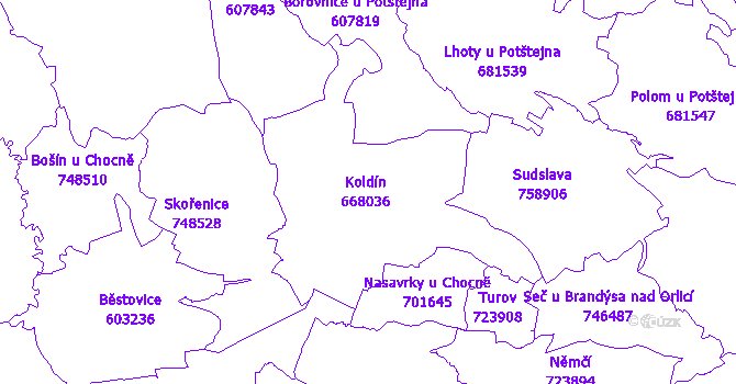 Katastrální mapa Koldín
