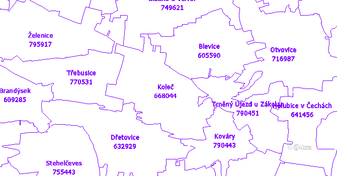 Katastrální mapa Koleč