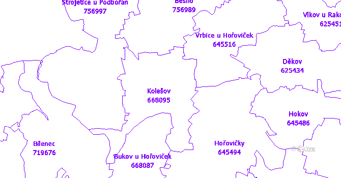 Katastrální mapa Kolešov