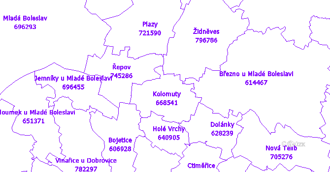 Katastrální mapa Kolomuty