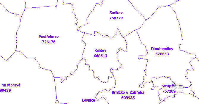 Katastrální mapa Kolšov