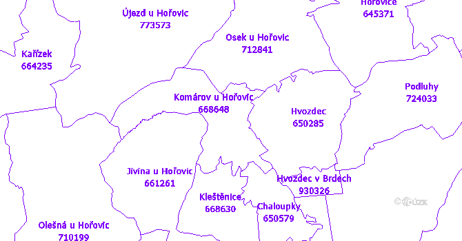 Katastrální mapa Komárov