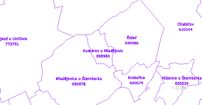 Katastrální mapa Komárov
