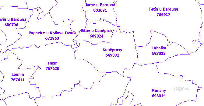Katastrální mapa Koněprusy