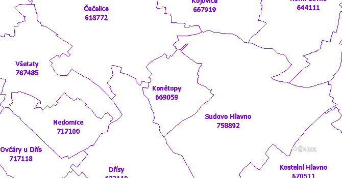 Katastrální mapa Konětopy