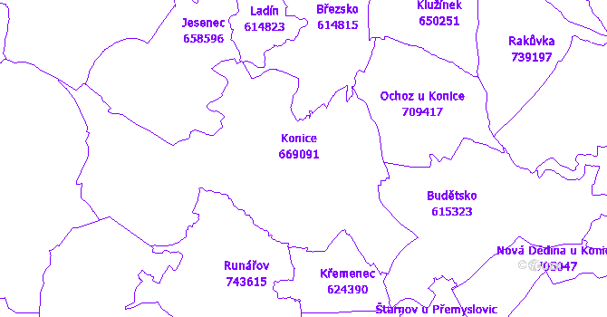 Katastrální mapa Konice
