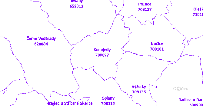 Katastrální mapa Konojedy