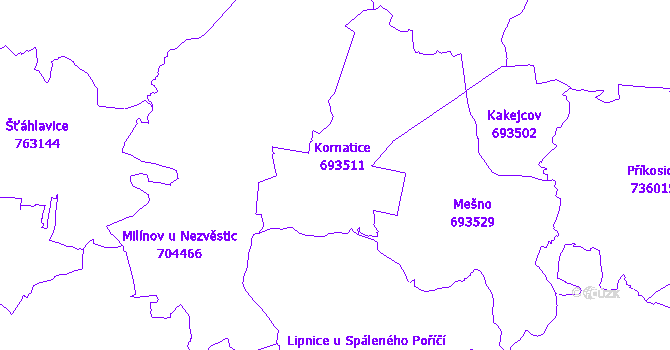 Katastrální mapa Kornatice