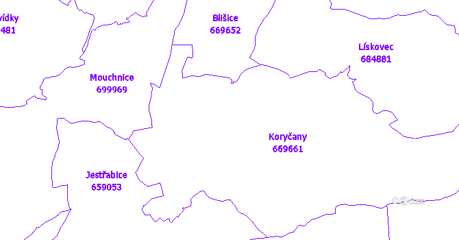 Katastrální mapa Koryčany