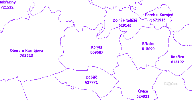 Katastrální mapa Koryta