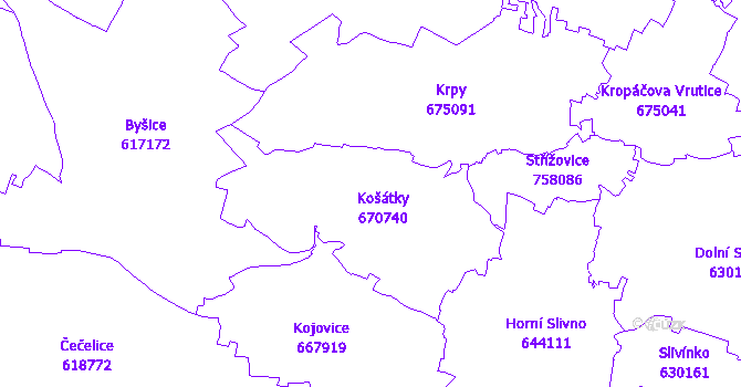 Katastrální mapa Košátky