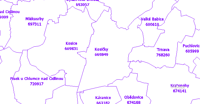 Katastrální mapa Kosičky