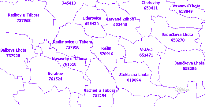 Katastrální mapa Košín