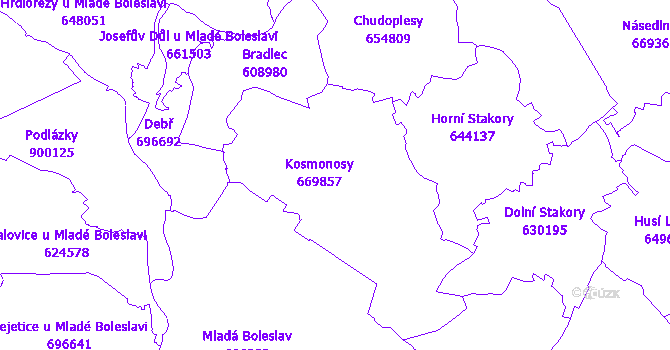 Katastrální mapa Kosmonosy