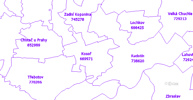 Katastrální mapa Kosoř