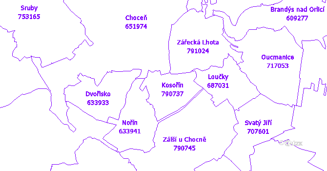 Katastrální mapa Kosořín