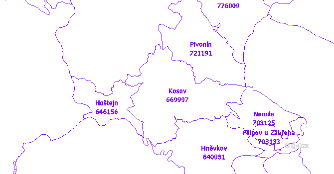 Katastrální mapa Kosov
