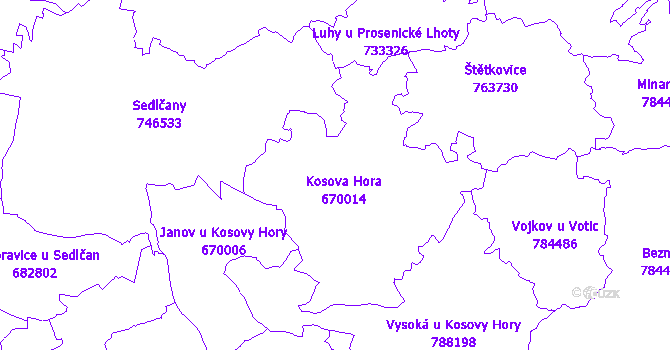 Katastrální mapa Kosova Hora