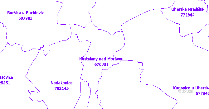 Katastrální mapa Kostelany nad Moravou