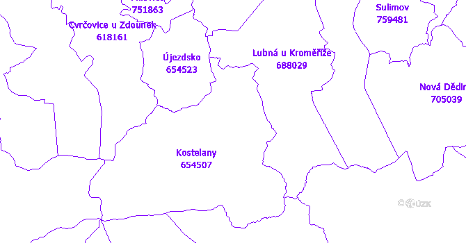 Katastrální mapa Kostelany