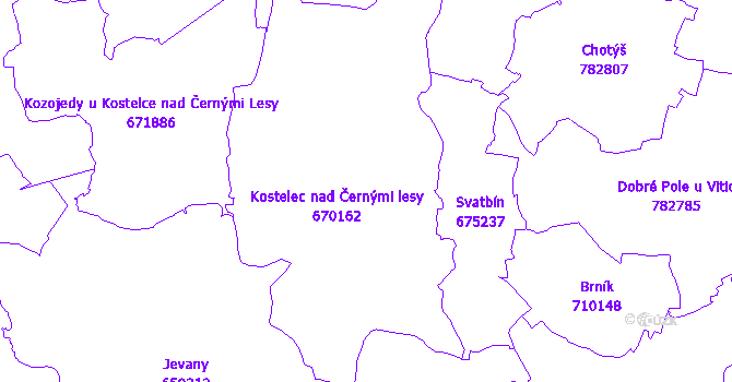 Katastrální mapa Kostelec nad Černými lesy