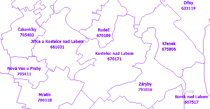 Katastrální mapa Kostelec nad Labem