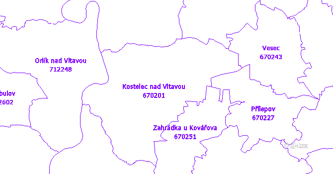 Katastrální mapa Kostelec nad Vltavou