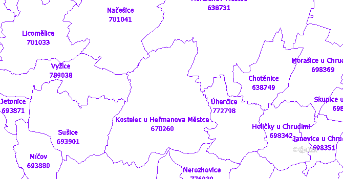 Katastrální mapa Kostelec u Heřmanova Městce