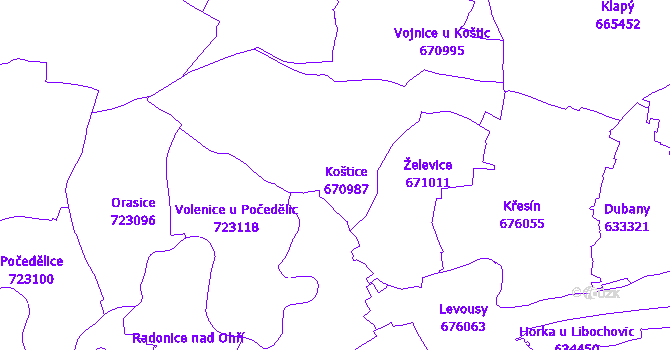 Katastrální mapa Koštice