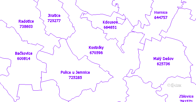 Katastrální mapa Kostníky