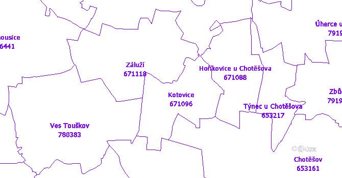 Katastrální mapa Kotovice
