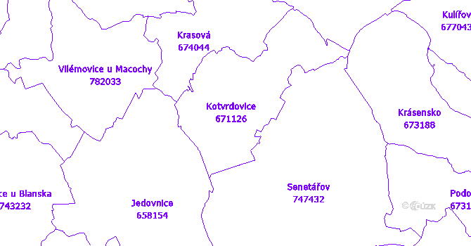 Katastrální mapa Kotvrdovice