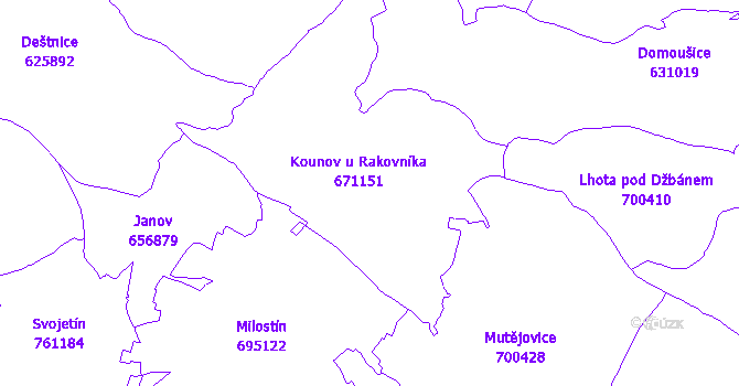 Katastrální mapa Kounov