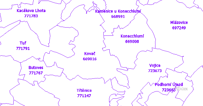 Katastrální mapa Kovač