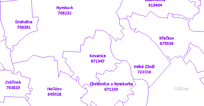 Katastrální mapa Kovanice
