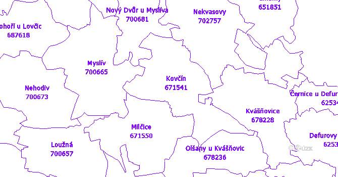 Katastrální mapa Kovčín